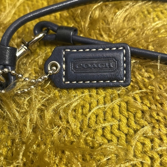 Coach wristlet clutch in navy and gray. - Picture 5 of 5